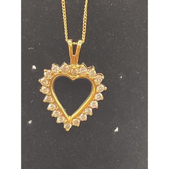 10k Yellow Gold 20 Diamond  HEART Pendant Necklace - Picture 1 of 12